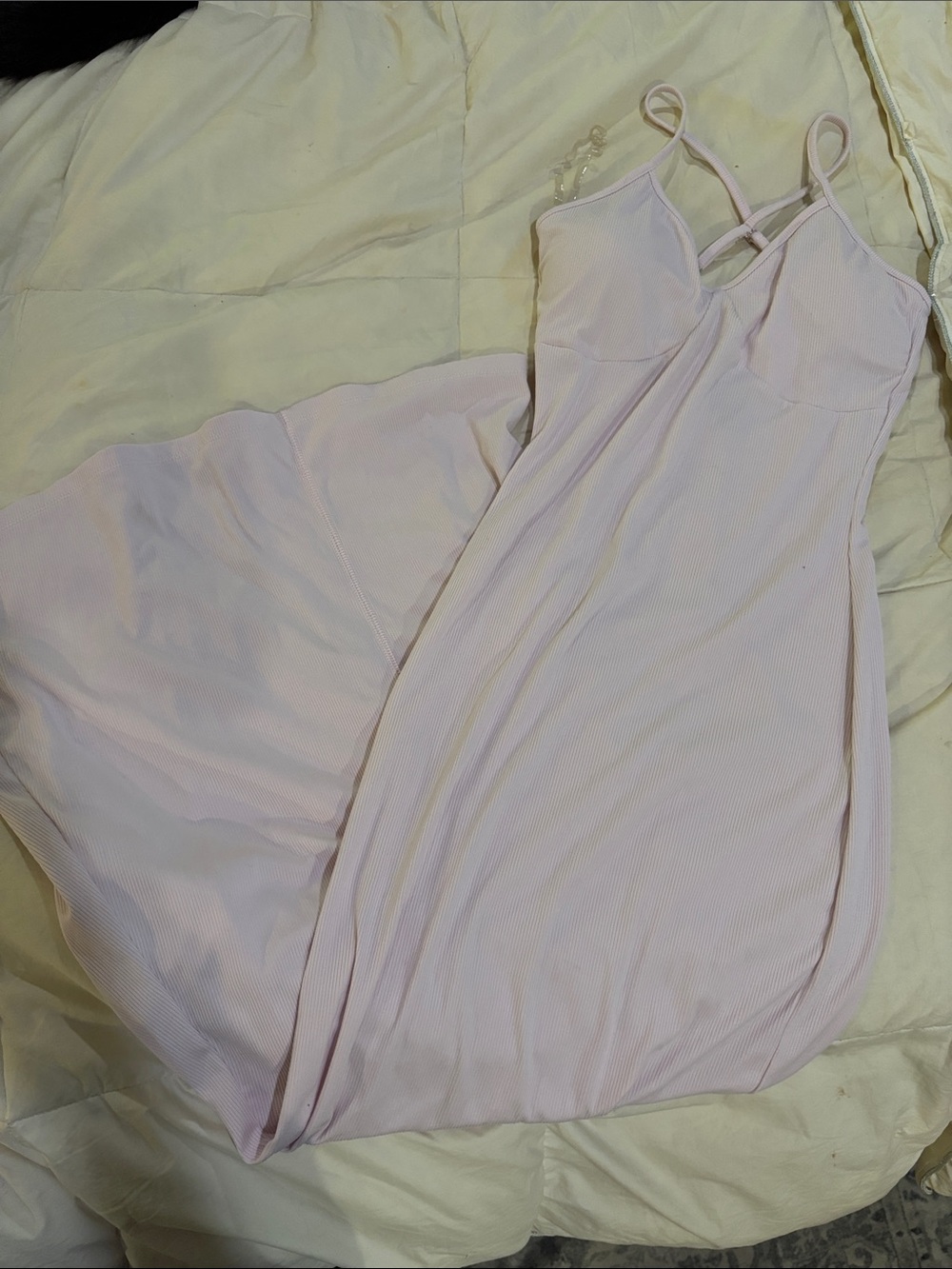 wild fable Light Pink Ribbed Slip Dress with Adjustable Straps